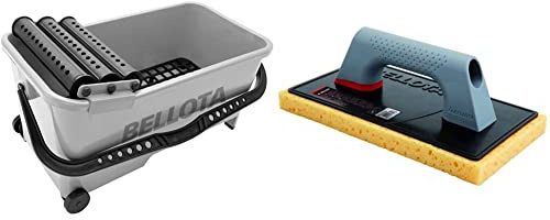 Bellota 5800-3 - Cubo de plástico para alicatador con escurridor de 20 litros + 5888 Llana Esponja Limpieza, Gris, 0