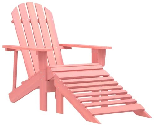 vidaXL Tannenholz Massiv Adirondack Gartenstuhl mit Fußstütze Liegestuhl Deckchair Gartenliege Gartensessel Stuhl Sessel Sonnenliege Liege Rosa