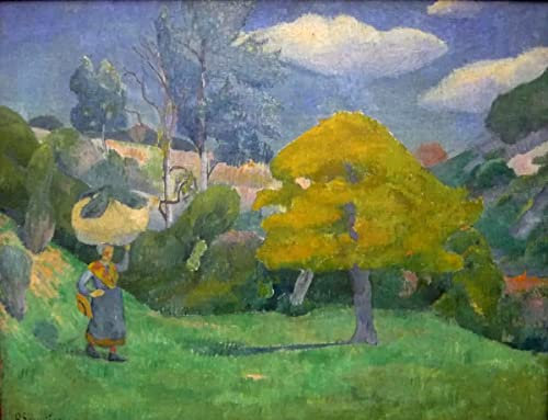 Zhyaunz DIY 5D Diamant Malerei Mosaik Stickerei Paul Serusier Bretonische Frau geht zum Waschplatz Strass Kreuzstich Voller Rundbohrer Art Decor 40x50cm