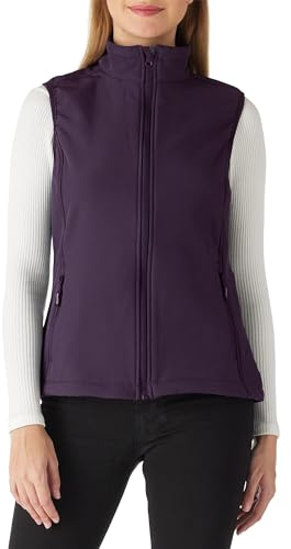 Outdoor Ventures Softshell väst dam ärmlös jacka löpväst lätt vindtät varm fleeceväst ståkrage sport golfväst med 4 fickor för vandring camping, lila, XXL