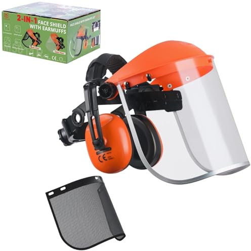 GUARDLEAD Mesh Visor Ear Muff Combinazione Per Tagliaerba & Decespugliatore Regolabile 2 in 1 Face Shield