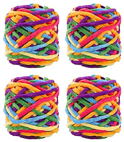 4er Pack 100g Strickwolle Wolle zum Häkeln Strickgarn Sockenwolle zum Stricken Bunte Acrylgarn Knäuel Häkelgarn Mehrfarbiger Set für Decken Pullover Schuhe Mützen Schals Style D