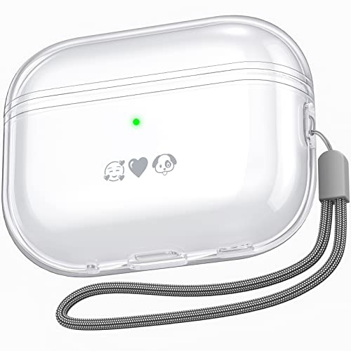 NIUTRENDZ Klar Airpods Pro 2 Hülle TPU-Schutzhüllen mit Handschlaufe [Front-LED Sichtbar] [Kabelloses Laden] Kompatibel mit Apple AirPods Pro 2nd Generation & USB-C