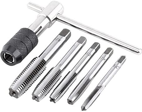 Artillery Terrajas Y Machos De Roscar, 6pcs Juego De Herramientas Manuales para Roscado Y Roscado De Llave En Forma De T Metric Estándar M6/m7/m8/m10/m12 para Cortar Roscas Internas