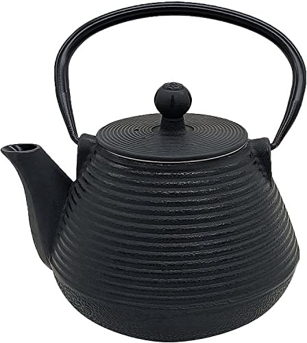 BEZAX Teekanne aus Gusseisen, Teekessel, mit Edelstahlsieb, emaillierte Innenbeschichtung, 32 Unzen (0,95 l)