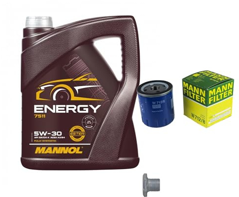 Inspektionspaket 5L MANNOL 5W-30 für Berlingo Kasten C25 Kasten J5 Bus Zeta | Motoröl MANNOL Energy 5W-30 Ölfilter Ablassschraube