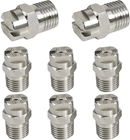 CDIYTOOL 8Pcs 65 Degrees High Pressure Spray Nozzle, High Pressure Fan Nozzle for Water Broom and Underbody Cleaner, 1.3 mm Opening Spray Tip, 1/4 Inch Thread Connection