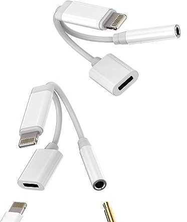 Adattatore per iPhone 2 in 1 (confezione da 2) Cavo Lightning Jack a 3,5 mm per cuffie certificato Apple MFI Caricabatterie per cuffie per 14 13 12 11 Pro Max 7 8 Plus X SE Xs Ipad Air Cavo auto