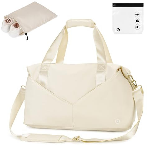 Ceneda Kleine Sporttasche Reisetasche mit Nassfach 45x36x20cm Trainingstasche für Damen Herren (Beige)