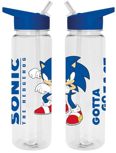 Pyramid International Sonic the Hedgehog 700ml Water Bottle – “Gotta Go Fast” Design | Official Kids Water Bottle for Boys & Girls | Durable Plastic, Ideal for School & Sports