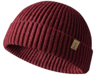HEYANN Trawler Beanie Watch Hat,Fisherman Beanie Mütze für Männer Frauen Klassische Manschetten-Schädelmützen Kurzer Uhrenhut Trawler Beanie (Rotwein)