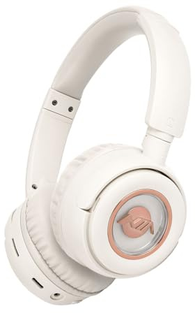 XuanGui Trådlösa on-ear-hörlurar, Hi-Fi-stereo Bluetooth-hörlurar med mikrofon, 20 timmars speltid, Bluetooth 5.3, lätt och bekväm design, för hemresor (vit)