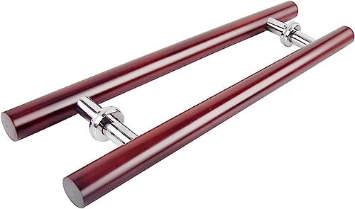 FGDIUCVN Gate Hardware Solid Wood Commercial Sauna Glass Door Push-Pull Handle/Home Sliding Wooden Barn Door Handle - Wine Red, 3 Lengths-600×400mm