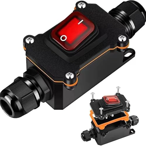 Switian Interrupteur Étanche IP67 12V 24V 20A DPST – Commuteur LED Rouge pour Moto, Bateau, Camping-Car, Éclairage Extérieur – Interrupteur à Bascule 4 Broches