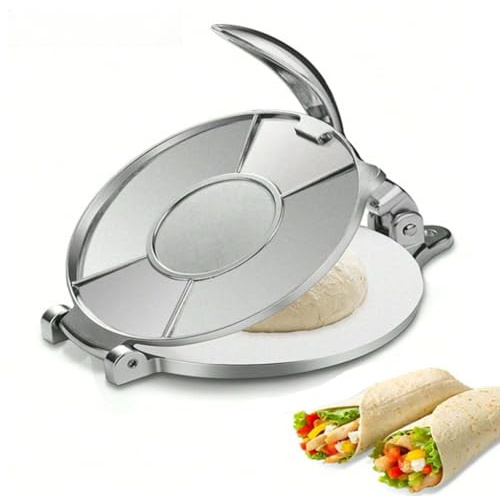 Prensa de Tortillas, 20cm/16cm Prensa de Tortillas Mexicanas de Aluminio, Taco Presse Maker para Tacos, Tostones, Quesadillas, Empanadas, Arepas (Plata, 16cm/6.3)