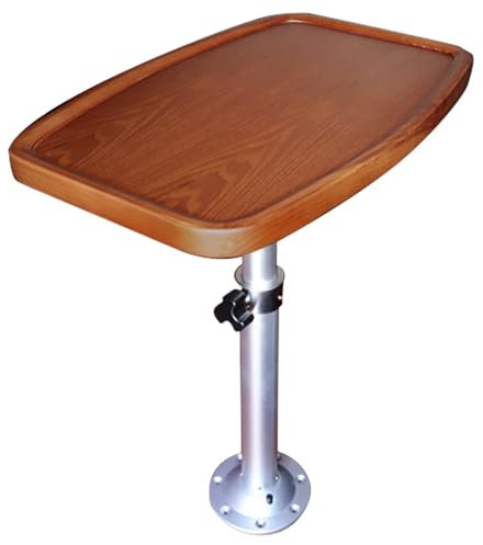 WPWSDWMX Wohnmobiltische mit Erhöhten Kanten 60 X 40 X 2 cm, Abgerundetes Eckendesign, Holzmaserung, Teleskop Tischbein Aluminiumbeine 51–81 cm, Computer-Arbeitsplatz(Brown)