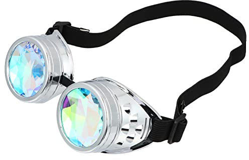 LIFKOME 2stücke Kaleidoscope Steampunk Brille Mit Regenbogenkristall-gläsern Und Bequem Für Festivals Und Kostümpartys Unisex Rave Goggles Für Einzigartige Lichteffekte
