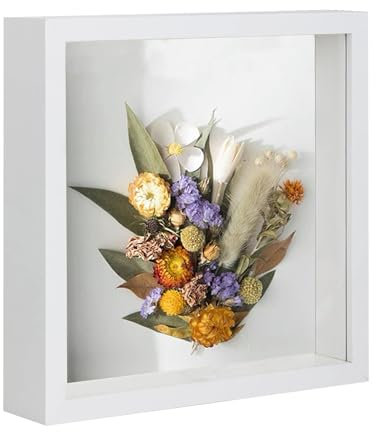 YUNXCNA Cornice portafoto 3D, Cornice Profonda da Riempire 20 x 20 cm, con Lastra Acrilica Trasparente, Cornice per Oggetti 3D Più Profonda di 3 cm, Cornice Quadrate, Colore Legno