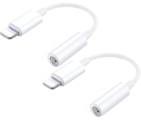 Votvlog 2 Pack Adaptateur pour iPhone Jack Adaptateur pour Lightning Prise Jack 3,5 mm Adaptateur Ecouteur Aux Audio Câble Jack Casque Auxiliaire Dongle Accessoires pour iPhone 14/13/12/11/Xs/XR/X/8