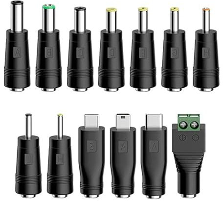 Tonton 13 PCS Universal-Netzteil 5.5x2.1mm AC DC Stecker Kit DC Stecker passend für Notebook, Computer und Audio, TV, etc