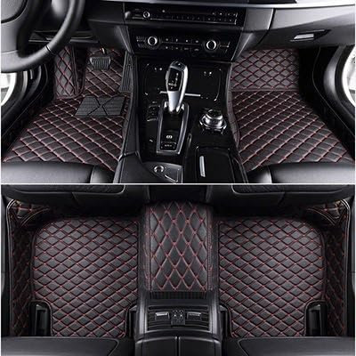 Fußmatte Pkw Maßgeschneiderte Auto-Fußmatten Für Mercedes W212 E-Klasse 2009–2013 Jahre, Innendetails, Autozubehör, Teppich Auto Leder Fussmatten(Schwarz Rot)