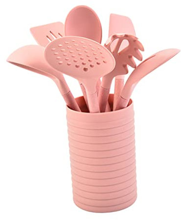 Cabilock Utensilios de Cocina de Silicona Utensilios de Silicona Hogar Kit de Espátulas de Cocina Mango de Madera Servir y Almacenar