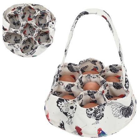 Wanmu Eierbeutel, Eierkorb, Mini Eier-Sammelkorb, Eier-Sammelkorb mit 7 Taschen für Enten-, Hühner-, Gänseeier, Eierkorb zum Sammeln frischer Eier, Hausfrau Garten Transport Lagerung