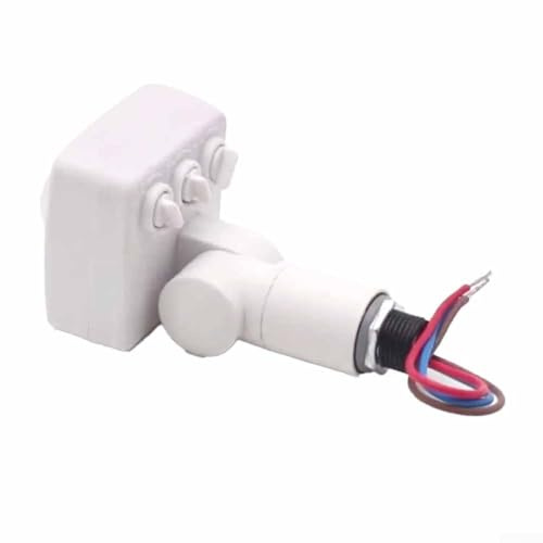 Interruttore con sensore di movimento per luce esterna a LED, intensità luminosa regolabile, intervallo di monitoraggio di 180 gradi (bianco)
