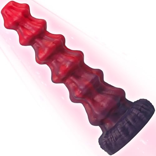 AMAZBEE Godemiché en silicone à nœuds pour la dilatation anale Monster Dildos avec ventouses pour la prostate et le massage du point G Knot Butt Plugs Sex Toys Adulte (Red)