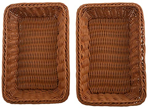 Sirxlevcy Cestino Rettangolare da 2 Pezzi per Tavolo o Bancone per Pane, Frutta e Verdura Cestini di Vimini per Mercati, Prodotti da Forno