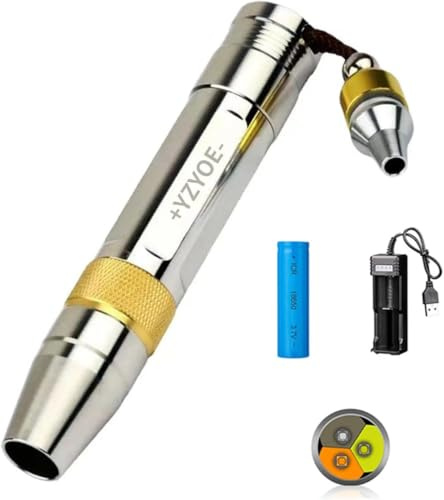 YZYOE LED tres fuente de luz Jade identificación linterna, 365nm lámpara de detección ultravioleta, Verificación billetes cera abeja antigua, joyas, piedras preciosas.
