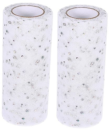 DOITOOL 2rollen Glitzer Tüll Stoffrolle Kleidergaze Mit Glitzerapplikation Nähgaze Für DIY-kleidungszubehör Und Dekoration
