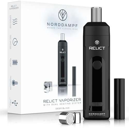 Norddampf RELICT - Vaporizzatore per erbe aromatiche, tecnologia DHS e Intelisense, 2600 mAh, flusso d'aria isolato, molte sessioni, tempo di riscaldamento 30s, nero (nero scuro)
