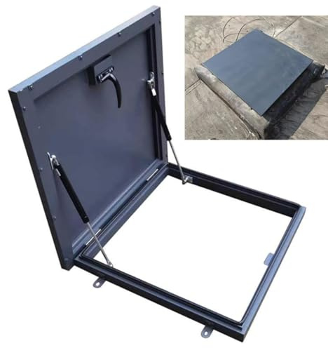 Botola da tetto, piastra di copertura per botola di accesso al tetto commerciale, telaio in alluminio, lamiera di alluminio, asta di supporto idraulica, porta di sicurezza per tetto,50x50cm