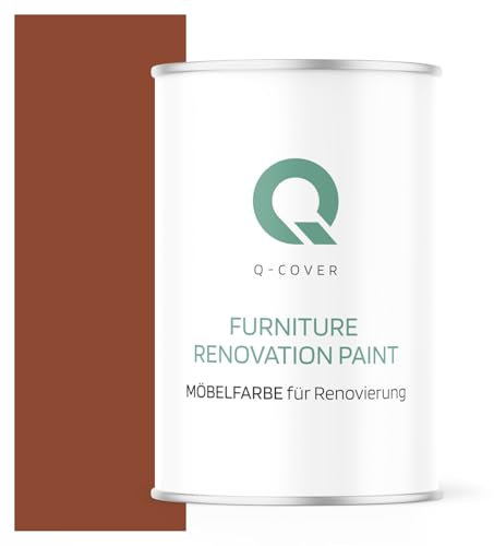 Q-COVER Möbelfarbe Halbmatt | Farbton: Kupferbraun RAL 8004 1L | Holzfarbe für Möbel & Innenausbau | Deckend, wasserbasiert, kratzfest | Für Küchen, Schränke, Tische, Gartenmöbel