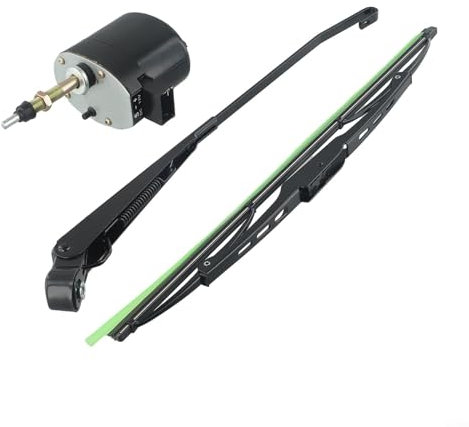 Zilimontt Scheibenwischermotor 12 V DC 105 Grad, mit 400 mm Blatt, für Traktor Boot, RV Typ Metallkonstruktion, schwarzer Scheibenwischermotor