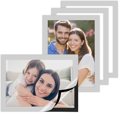 JINTANG A5 Magnetic Picture Frame 6x8in, 4pcs Self-stick Magnetic photo Frame, a5 Magnetic Sign holder,Clear Kids Arts Display Frame for Watercolor Painting,Picture,Comic, Whiteboard/Fridge/Wall Decor