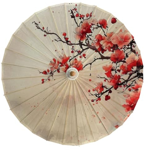 Odot Parapluie Papier Japonais Parapluie Chinois Peinture Rétro, Parasol Oriental Fait à la Main Parasol Papier Huilé pour Photographie Costumes Fête Décoration
