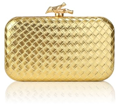 HuiYStar Gewebte Clutch für Damen,Designer-Handtasche für Abendveranstaltungen,Hochzeiten, Partys,PU-Leder,Umhängetasche