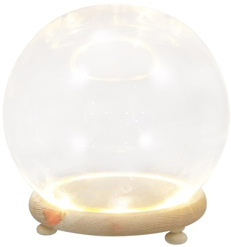Dôme de Verre Lumineux en Bois pour Micro Paysage Floral Ambiance Halloween | Vitrine de Salon, pour Fleurs et Plantes Artificielles, Décoration de Café, Présent aux Proches