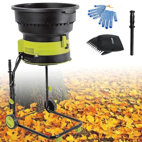 Electric Leaf Mulcher Garden Shredder, 2500W Compost Shredder Leaf Crusher with Wheels, Leaf Rake, Storage Bag, 8000rpm Chippers with 54cm Funnel Diameter for Yard Cleanup, Composting 60m*PowerCord
