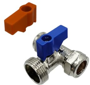 PlumbEZ Washing Machine Valves – Brass Isolation Valves for Hot & Cold Water – Straight, Tee & Elbow Fittings for Appliances & Laundry Supply Lines (Tee Valve)