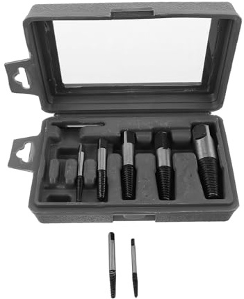Ciieeo Estrattore di Viti Rotte 8 Pezzi in Acciaio Set Professionale per Rimozione Bulloni Spanati e Filetti Rotti per Riparazioni Tubi Idraulici e Fai da Te in Casa e Officina