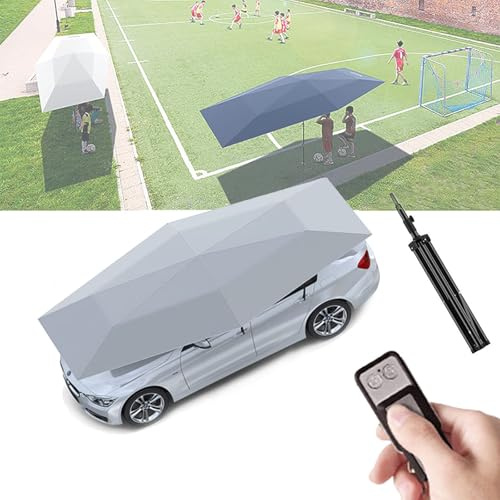 Toldo automático para cochera – Paraguas plegable 2 en 1 para exteriores con control remoto y soporte de batería móvil, funda duradera y versátil para uso en exteriores