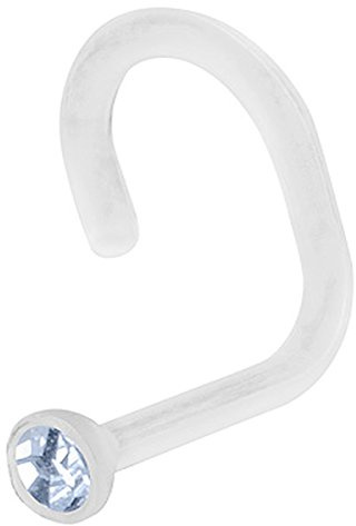 Piersando Piercing Bioflex Stab Stecker Gebogen Spirale mit Kristall für Nase Ohr Tragus Helix Lippe Intim Nasenpiercing Nasenstecker Nasenflügel