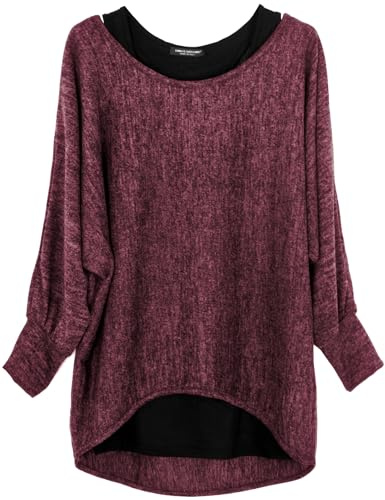 Emma & Giovanni - tröja i stora storlekar (2 stycken) – Made in Italy – dam, Bordeaux, XL/XXL