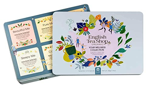 English Tea Shop Organic Your Wellness Collection Gift Tin 36 Tea Bag Sachets - 6 Different Flavours