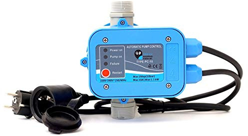SK Aqua Line Elektronische Pumpensteuerung PC-10 Druckschalter Druckwächter für Gartenpumpen Hauswasserwerk (TÜV). Sorgt für konstanten Druck, überwacht den Wasserdurchfluss inkl. Trockenlaufschutz.