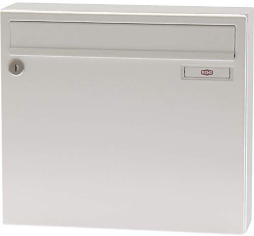 Renz Briefkasten mit Namensschild 370x330x100mm - robuster Aufhängebriefkasten Serie 17, Stahl weiß RAL 9016