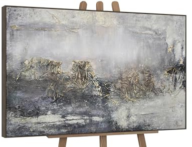 YS-Art Abstrakt Acryl Gemälde auf Leinwand mit Rahmen Trugschein handgemalt Wandbilder Wohnzimmer modern Wohndekor Landschaft Bilder Büro echte Kunst 120x80 cm